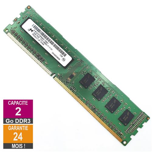 Barrette Mémoire 2Go Ram Ddr3 Micron Mt8Jtf25664Az-1G6K1 Dimm Pc3-12800U 1Rx8