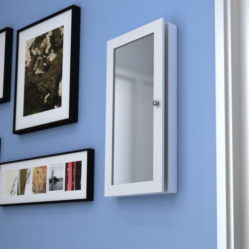 Armoire à bijoux blanche avec miroir