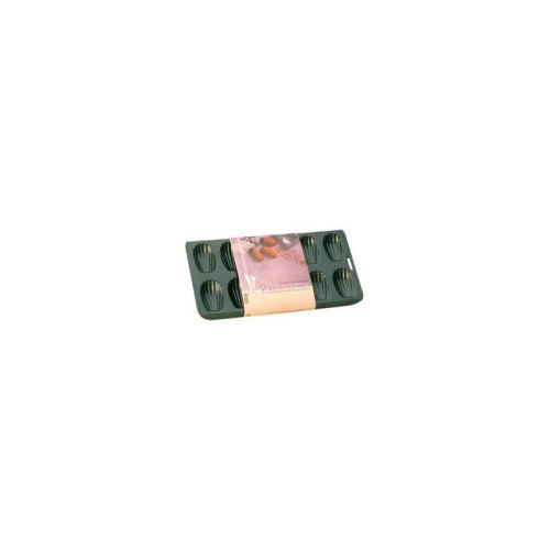 patisse plaque a madeleine antiadhésif en acier revetu - 12 cavités - 40x19 cm - noir