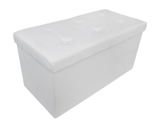Ottoman avec Espace de Stockage, Banc Pliant, Finition piquée et capitonnée, 76 x 38 x 38 cm, Blanc, Charge maximale: 150 kg