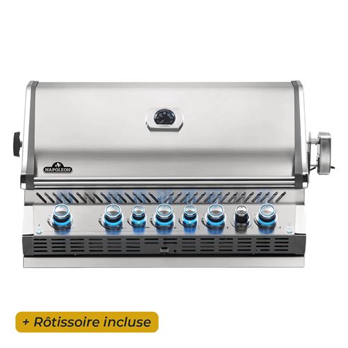 Non Communiqué Barbecue Gaz Encastrable Napoleon Prestige Pro 665 Inox 4 Brûleurs + Sizzle Zone + Brûleur Arrière + Fumage
