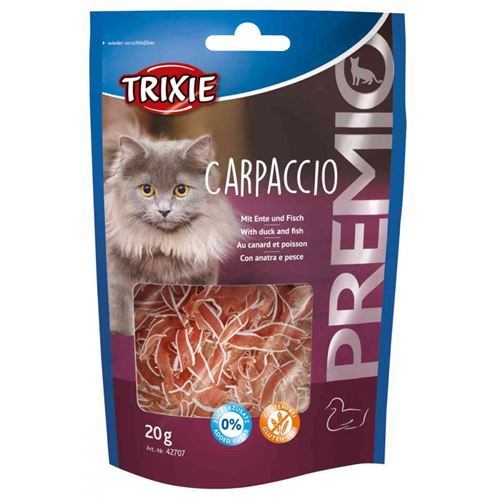 Friandise carpaccio canard et poisson. sachet de 20 g pour chat