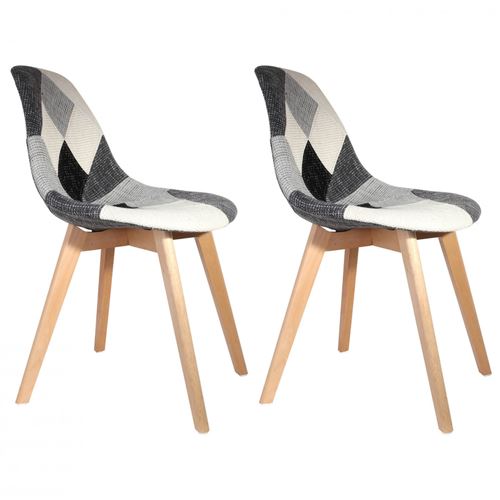 MOZAIK - Lot de 2 Chaises Scandinaves Noires et Blanches