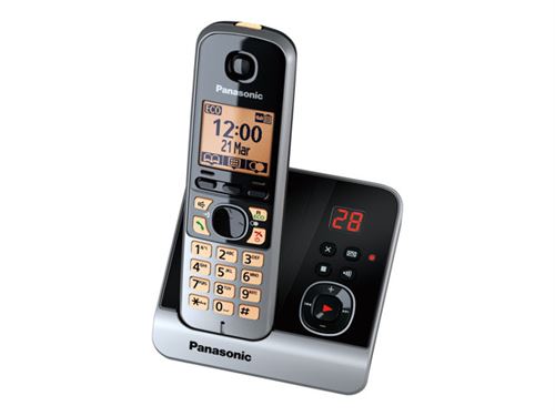 Panasonic KX-TG6721GB - Téléphone sans fil - système de répondeur avec ID d'appelant - DECT - noir