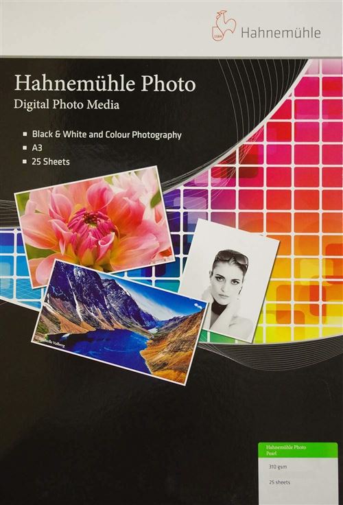 Papier Hahnemühle photo Pearl, 310 g/m², blanc lumineux 297 x 420 mm Blanc clair