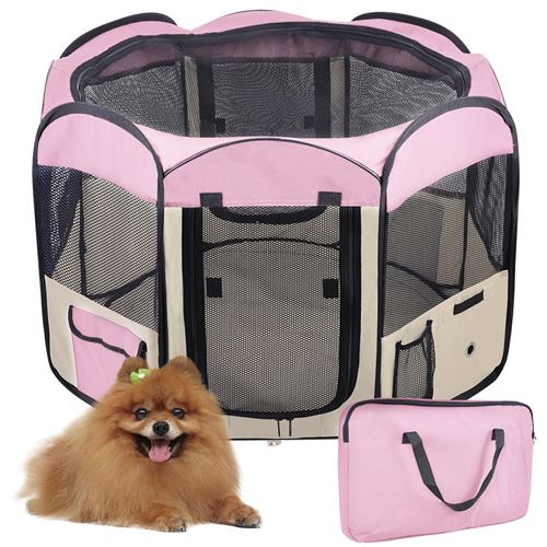 Octogonal enclos pour animaux Pliable Rose Pour Animaux Chenil Chien
