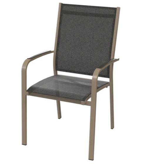 Fauteuil empilable de jardin en aluminium, champagne /mocca - 57 x 61 x 98 cm -PEGANE-
