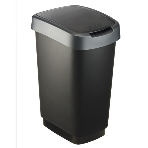 SUNDIS Rotho Poubelle Twist 25 L &agrave; ouverture 2 positions noir et gris anthracite