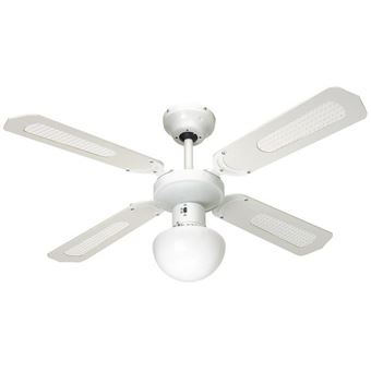 FARLK - SYCHLLS 122 cm - Vntilatur d plafond révrsibl - 3 pals métal laqués blanc - 112416 au millur prix