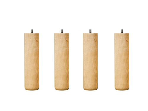 4 pieds de lit cylindriques 15 cm vernis naturel h&ecirc;tre massif 