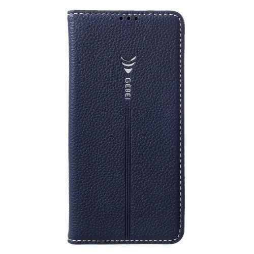 Etui en PU fentes pour cartes litchi bleu foncé pour votre Samsung Galaxy S10