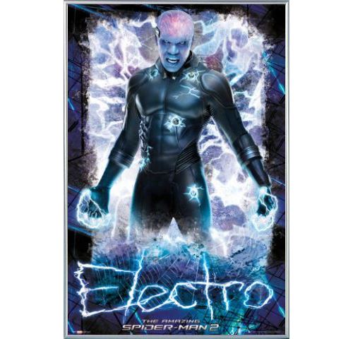 Poster Encadré: Spider-Man - The Amazing 2, Electro (91x61 cm), Cadre Plastique, Argent