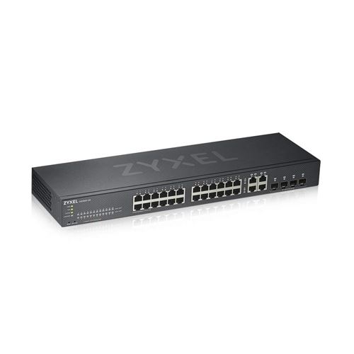Zyxel Switch Ethernet intelligent administrable, 24 ports Gigabit, sans ventilateur, 4 ports combinés Gigabit et mode Cloud hybride [GS1920-24v2]