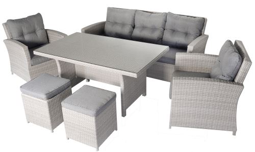 Ensemble de jardin PANANA coloris Gris de 6 pièces -PEGANE-