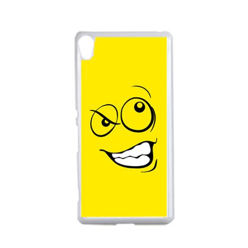 Coque Smiley Énervé Jaune Compatible Sony Xperia X Transparent