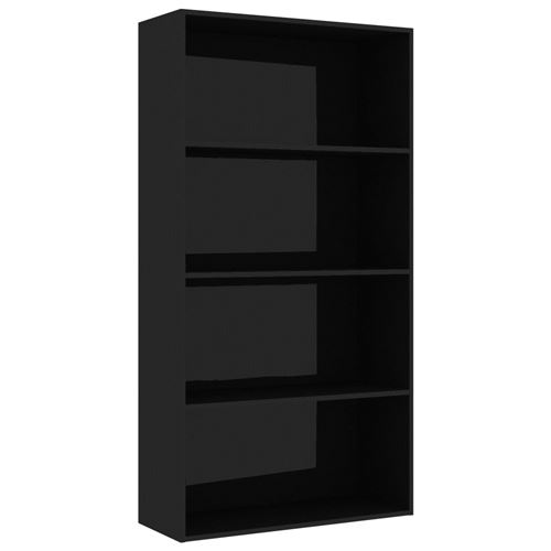 vidaXL Bibliothèque à 4 niveaux Noir brillant 80x30x151,5cm Aggloméré