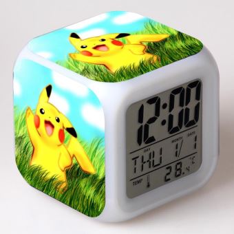 Jouet d''enfants réveil pokémon go horloge pikachu mené 7 coloré