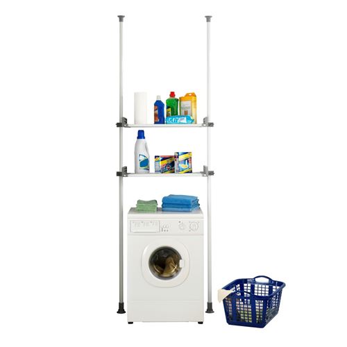 Wenko - Etagère pour machine à laver et toilette - H. 165/300 cm - Gris