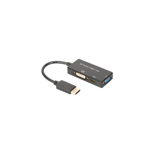 ASSMANN - Adaptateur vidéo - Mini DisplayPort mâle pour DB-15, HDMI, DVI-D femelle - 20 cm - triple blindage - noir - moulé, support 4K