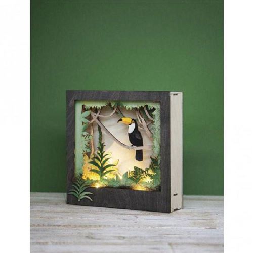 Cadre décoratif en bois à motif 3D - 24 x 24 x 6,5 cm - Toucan - Rayher