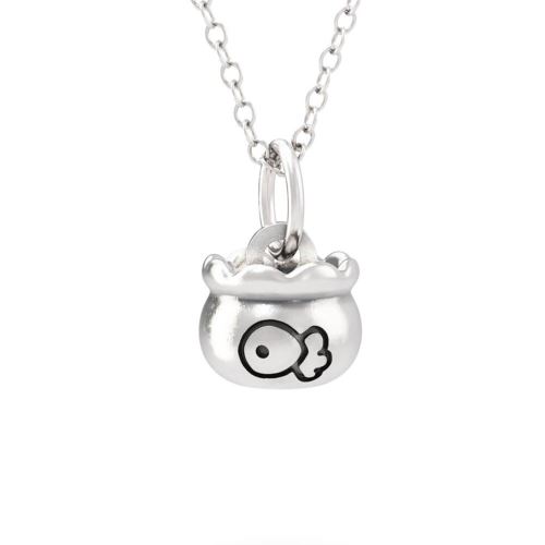 Bonjour Kitty en argent sterling Fish Bowl Collier Charm