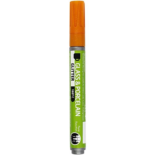 Creotime stylo à peinture verre & porcelaine pailletée orange