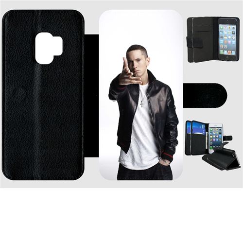 Etui My-Kase pour Galaxy S9 - 300 hip hop rap us eminem - Simili-cuir Noir