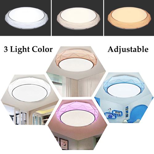 24W LED Plafonnier Acrylique 40cm Lampe 3 Couleurs Réglable 100-240V Décor BLEU