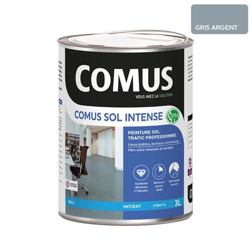 Comus Sol Intense Gris Argent 3l Peinture Sols Intérieurs Et Extérieurs, Trafic Intense/professionnel