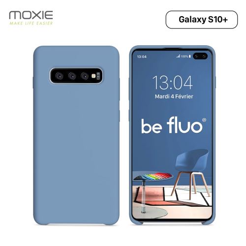 Coque Galaxy S10 Plus Moxie BeFluo® Coque Silicone Liquide Fine et Légère, Anti-chocs et Anti-rayures - Bleu Acier