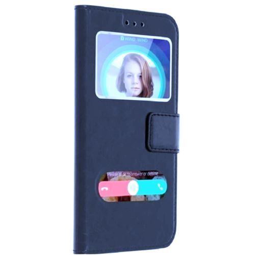 Etui Samsung Galaxy A10 avec Fenêtre Décrochage appel BLEU