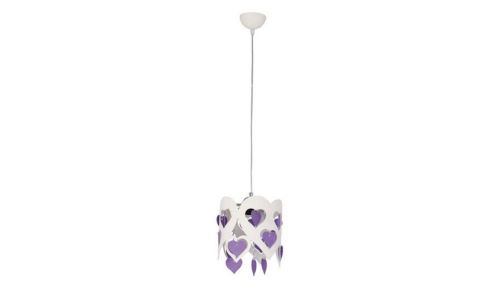 HOMEMANIA Lustre Love - Lampe à Suspension - avec Décoration en Forme de Cœur - de Plafond, Murale - Blanc en Métal, Ø 20 x 90 cm, 1xE27 Max 40 W