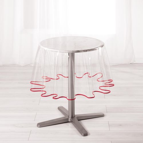 Nappe cristal ronde (0) 180 cm pvc uni 15/100e garden/biais Rouge