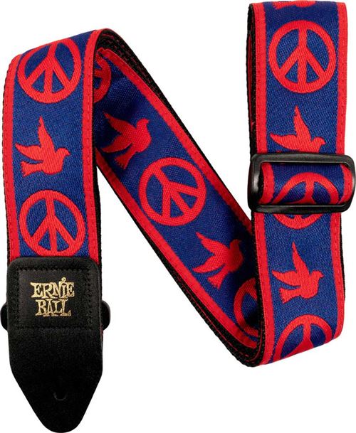 Ernie Ball 4698 - Sangle Jacquard Peace Love Dove Rouge et Bleu