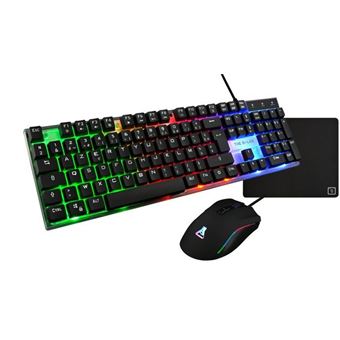Pack gaming 4 en 1 - THE G-LAB - COMBO NEON - Clavier Membrane Full Size + Souris 3600 DPI + Tapis + Casque - 1