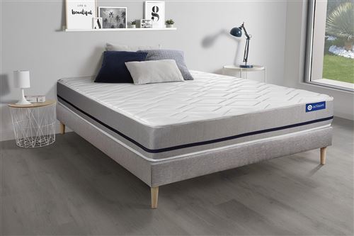 Ensemble matelas 160x200 ACTILATEX SOFT 3zones de confort + sommier KIT gris