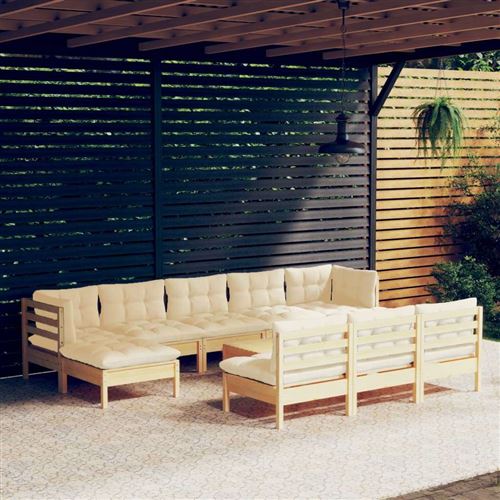 Non Communiqué Bois Salon De Jardin Modulable Vidaxl Beige 2 Pieces 11 Personnes