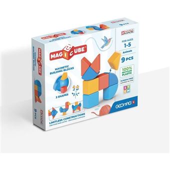 Blocs magnétiques - Magicube 208 - 9 pieces - Formes variées - Animaux - Plastique recyclé - 1