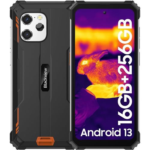 Smartphone Blackview BV8900 Incassable 8Go 256Go 6,5 Noir Orange