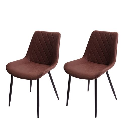 2x chaise de salle à manger MENDLER HWC-E56 tissu imitation daim marron