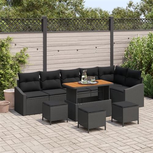 Non Communiqué Noir Vidaxl Canapé De Jardin 10 Pièces Avec Coussins Poly Rattan 3362679