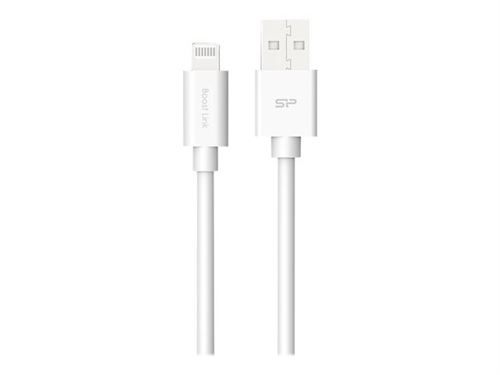 Silicon Power Boost Link PVC LK15AL - Lightning-kabel - Lightning male naar USB male - 1 m - beschermd - wit - voor Apple iPad/iPhone/iPod (Lightning)