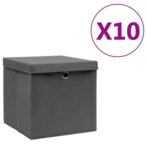 vidaXL Boîtes de rangement avec couvercles 10 pcs 28x28x28 cm Jaune -  Manutention transports à la Fnac