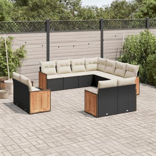 VIDAXL  Salon De Jardin 11 Pcs Avec Coussins Noir R&eacute;sine Tress&eacute;e