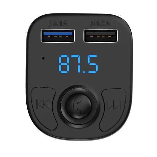 Transmetteur FM Bluetooth 5.0 Voiture - Allume-Cigare Mains Libres 2 USB Type C - MP3 Support TF