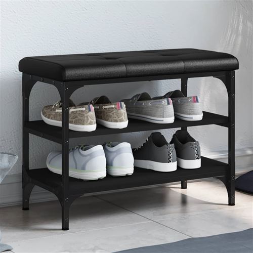 vidaXL Banc à chaussures noir 62x32x47 cm bois d'ingénierie
