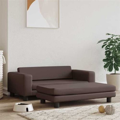 Lit pour chien avec extension marron 100x50x30 cm similicuir