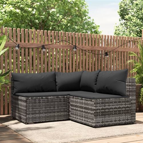 Vidaxl Gris Salon De Jardin 3 Pcs - Image 3