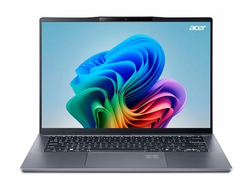 Acer Swift Go 14 AI SFG14-01 - Conception de charnière à 180 degrés - Snapdragon X Plus - X1P-42-100 / jusqu'à 3.4 GHz - Win 11 Home - Qualcomm Adreno - 16 Go RAM - 512 Go SSD NVMe - 14.5" 1920 x 1200 @ 120 Hz - Wi-Fi 7, Bluetooth - gris acier - clavi