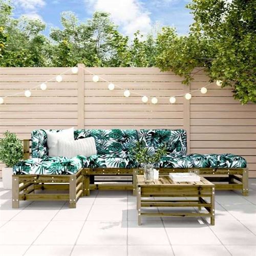 Salon de jardin modulable Vidaxl bois bois 6 pieces x 63.5 x 60 6 personnes 